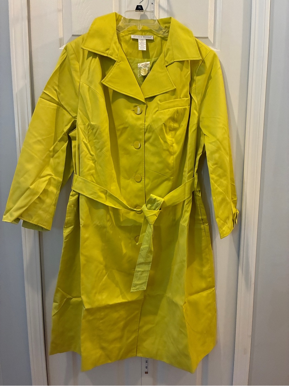 NWT Allison Woods 22W Yellow Women's Trench Coat - Classic Belted Style